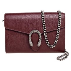 Gucci Dark Red Leather Mini Dionysus Shoulder Bag