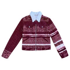 Jean Paul Gaultier Vintage Denim Tribal Pattern Sherpa Jacket