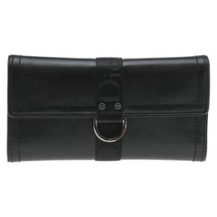 Dior Black Coated Canvas Logo-Tape Continental Wallet