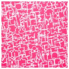 Hermes Pink Stirrup Printed Cotton Square Scarf