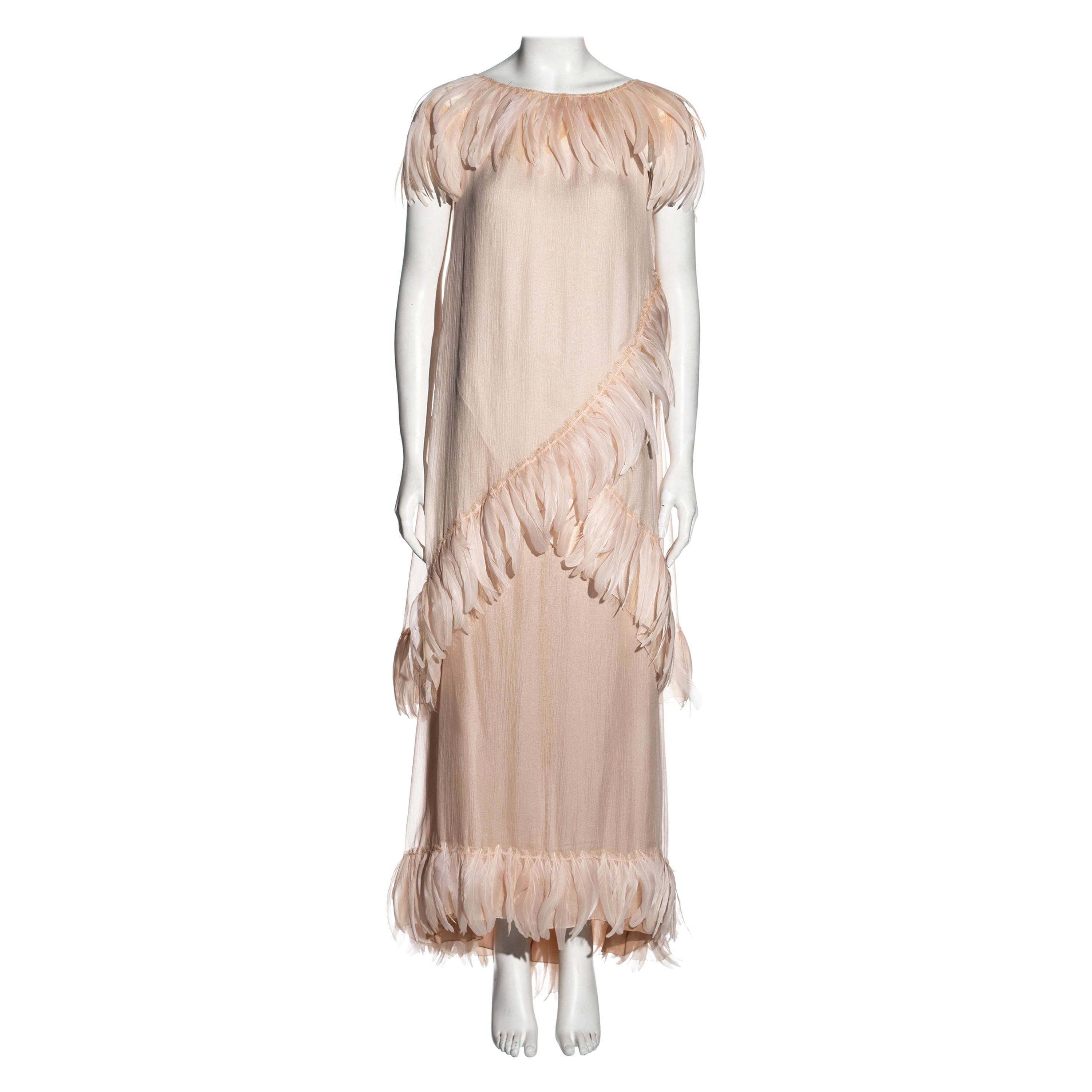 Chanel by Karl Lagerfeld silk chiffon evening dress with feathers, cr 2009