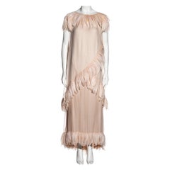 Chanel by Karl Lagerfeld silk chiffon evening dress with feathers, cr 2009
