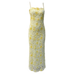 Vintage 1960S Butter Yellow Cotton / Rayon Lace Gown