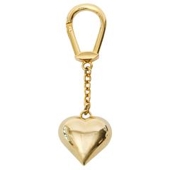 Gold Plated Signed Judith Leiber Heart Key Chain