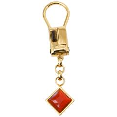 Judith Leiber Gold Plated Tiger's Eye and Carnelian Agate Key Chain 8