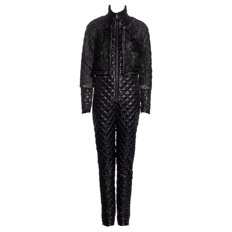 Chanel by Karl Lagerfeld black quilted nylon jumpsuit, fw 2011 For Sale at  1stDibs | quilted jumpsuit, darth vader undersuit, darth boucle boots