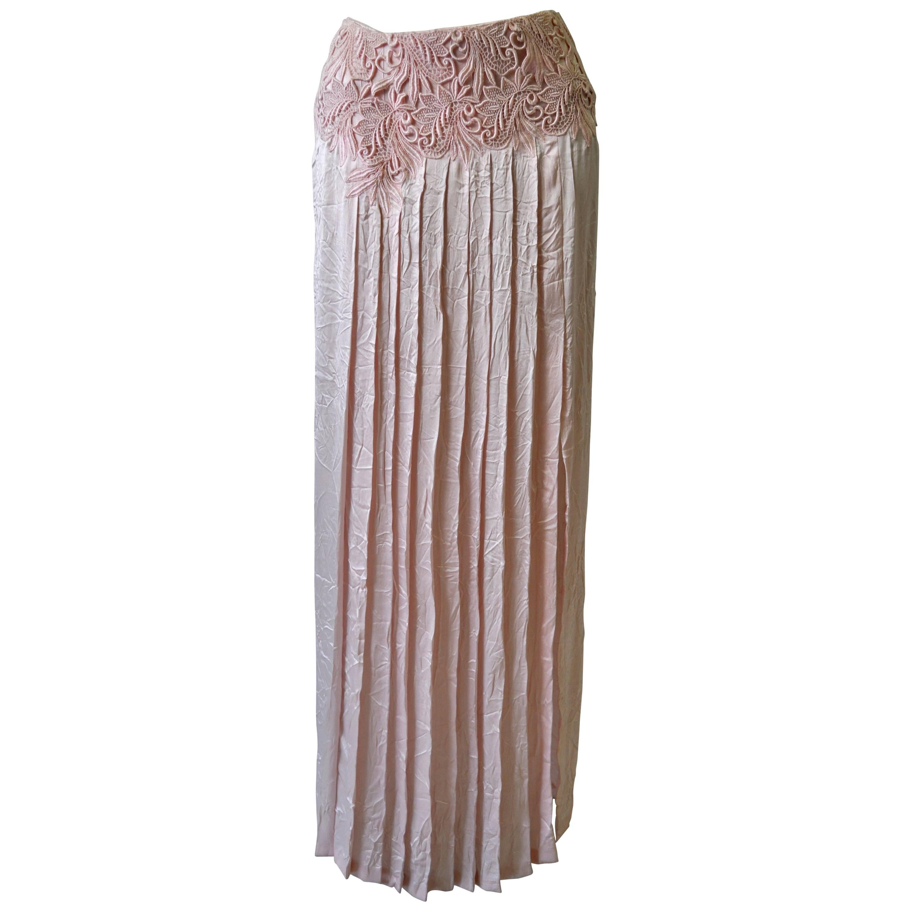 Rare Gianni Versace Couture Punk Silk "Wrinkle Chic" Maxi Skirt For Sale
