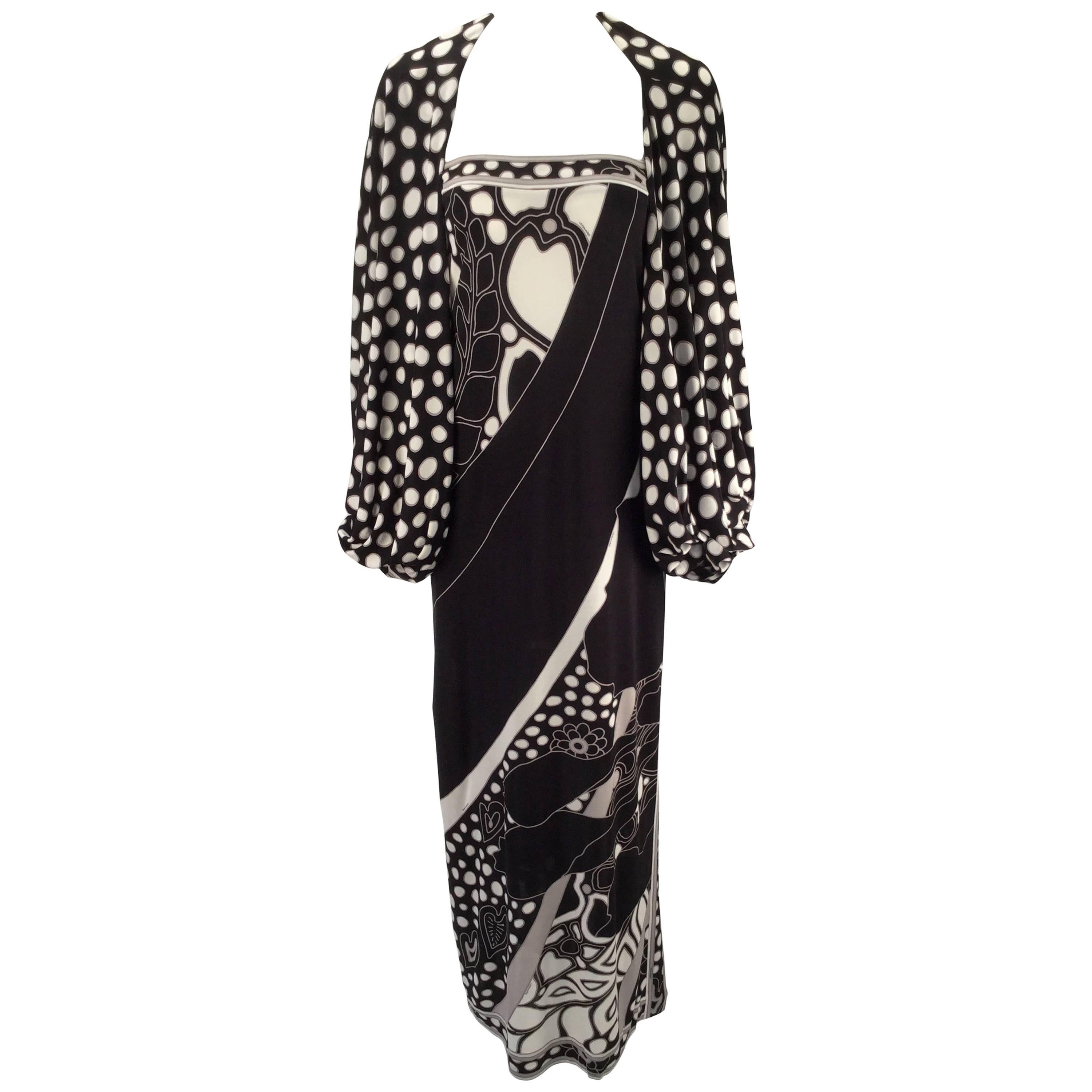 Leonard Paris Silk Knit Spaghetti Strap Column Gown with Cocoon Shrug, 1960s  For Sale