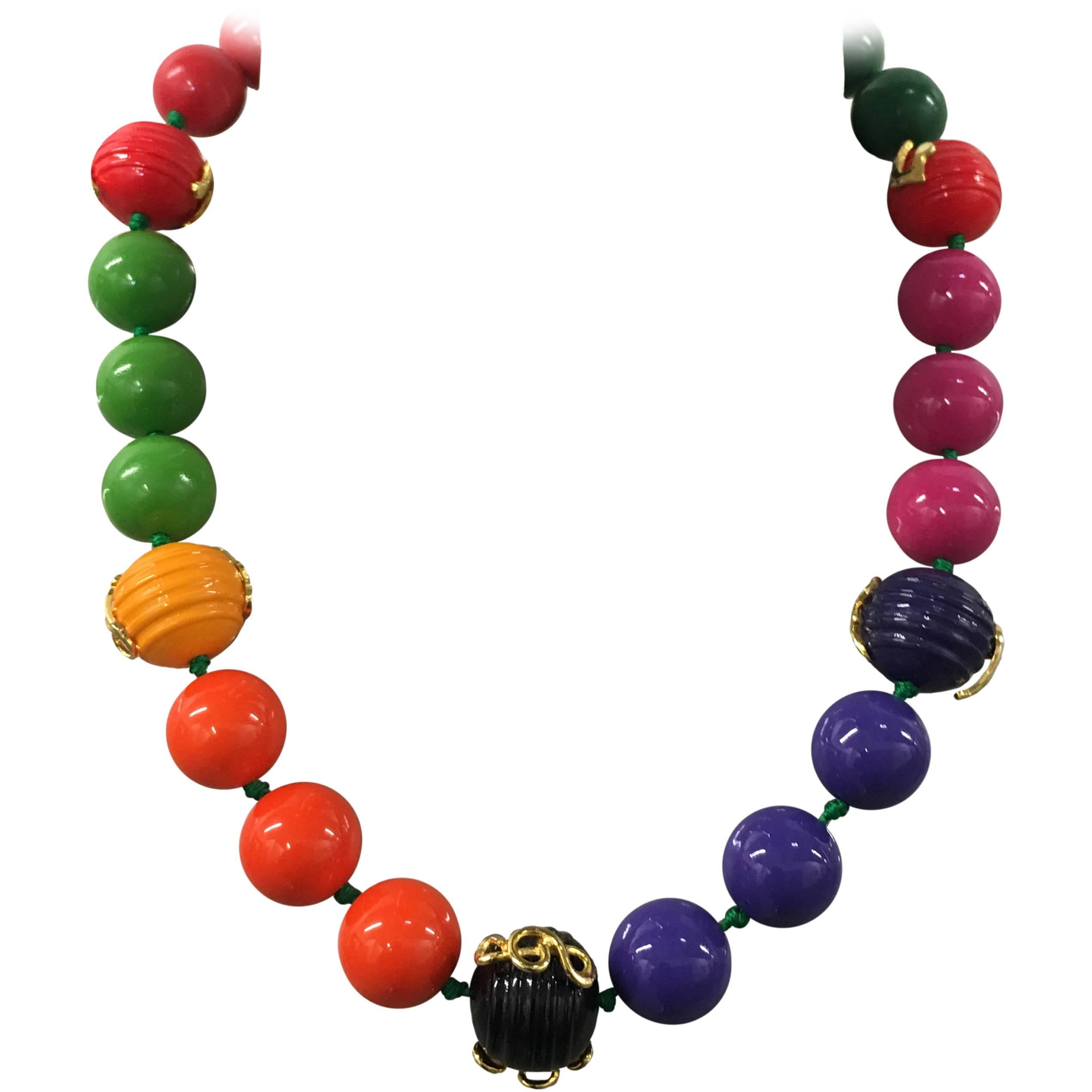 Very Rare Gianni Versace Pop Art Beaded Necklace Spring 1991 For Sale