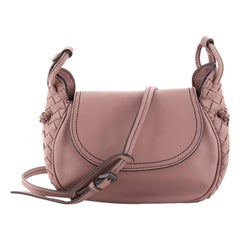 Bottega Veneta Nodini Flap Crossbody Bag Nappa with Intrecciato Detail Small