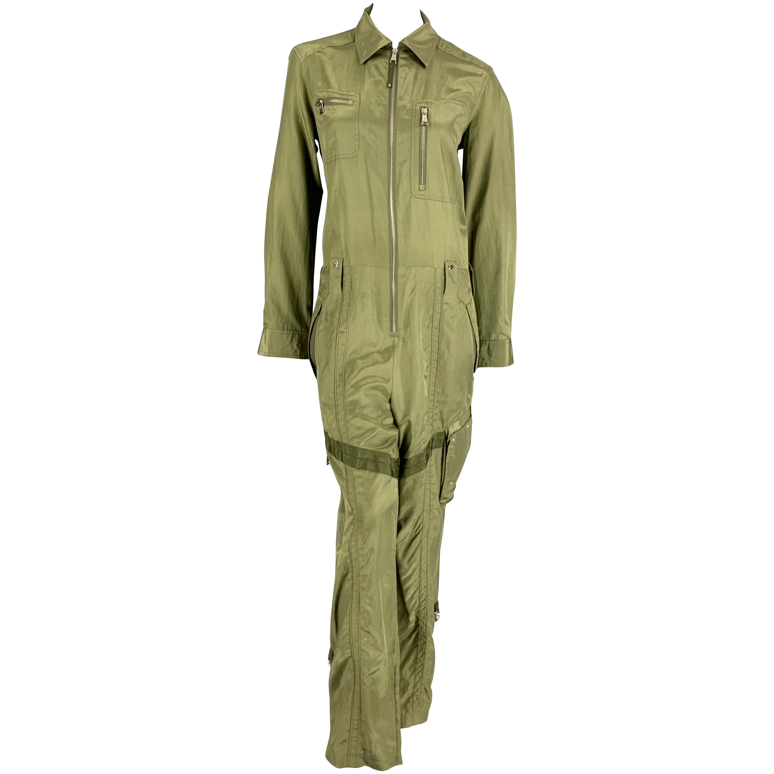 POLO by RALPH LAUREN Size 8 Moss Silk Cotton Jumpsuit