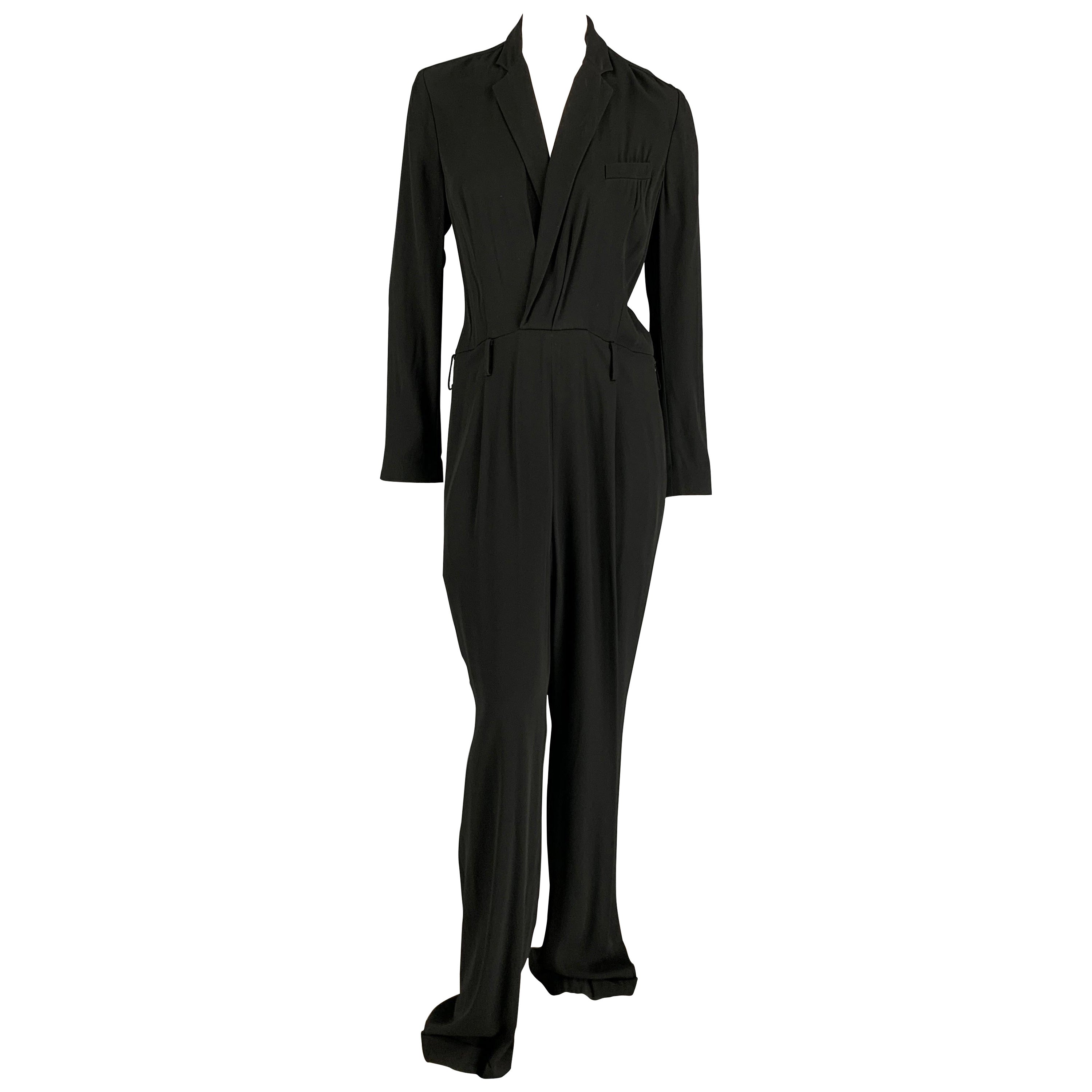 RALPH LAUREN Collection Size 8 Black Viscose Acetate Jumpsuit For Sale at  1stDibs