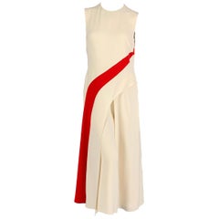 RALPH LAUREN Collection Size M Cream Red Silk Color Block Sleeveless Jumpsuit