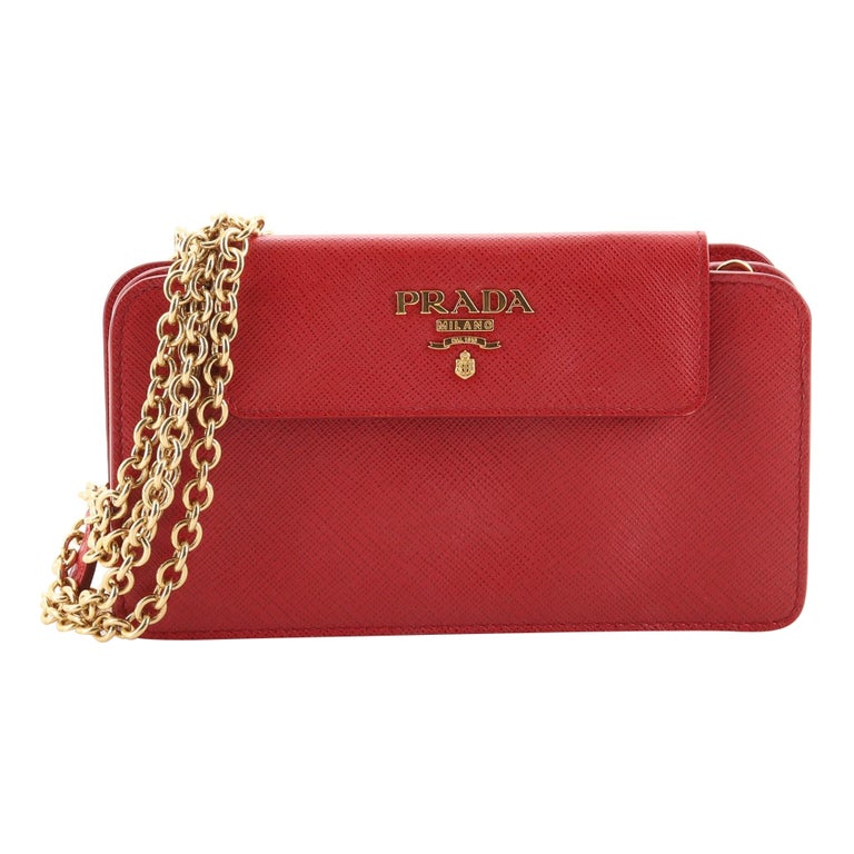 Prada Phone Case Wallet on Chain Saffiano Leather at 1stDibs