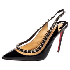Christian Louboutin Patent Leather and Spike Slingback Pumps Size 38.5