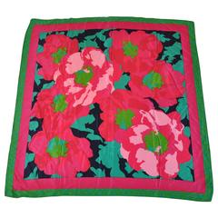 Retro Liz Claiborne Bold Multi-Color Floral Silk Scarf