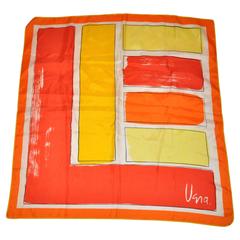 Vera Yellow & Orange Color Block Silk Scarf