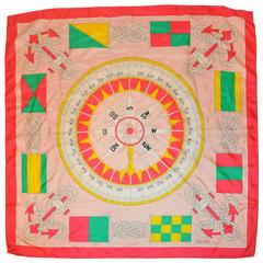 Vintage Celine Multi-Color "Compass" Silk Scarf