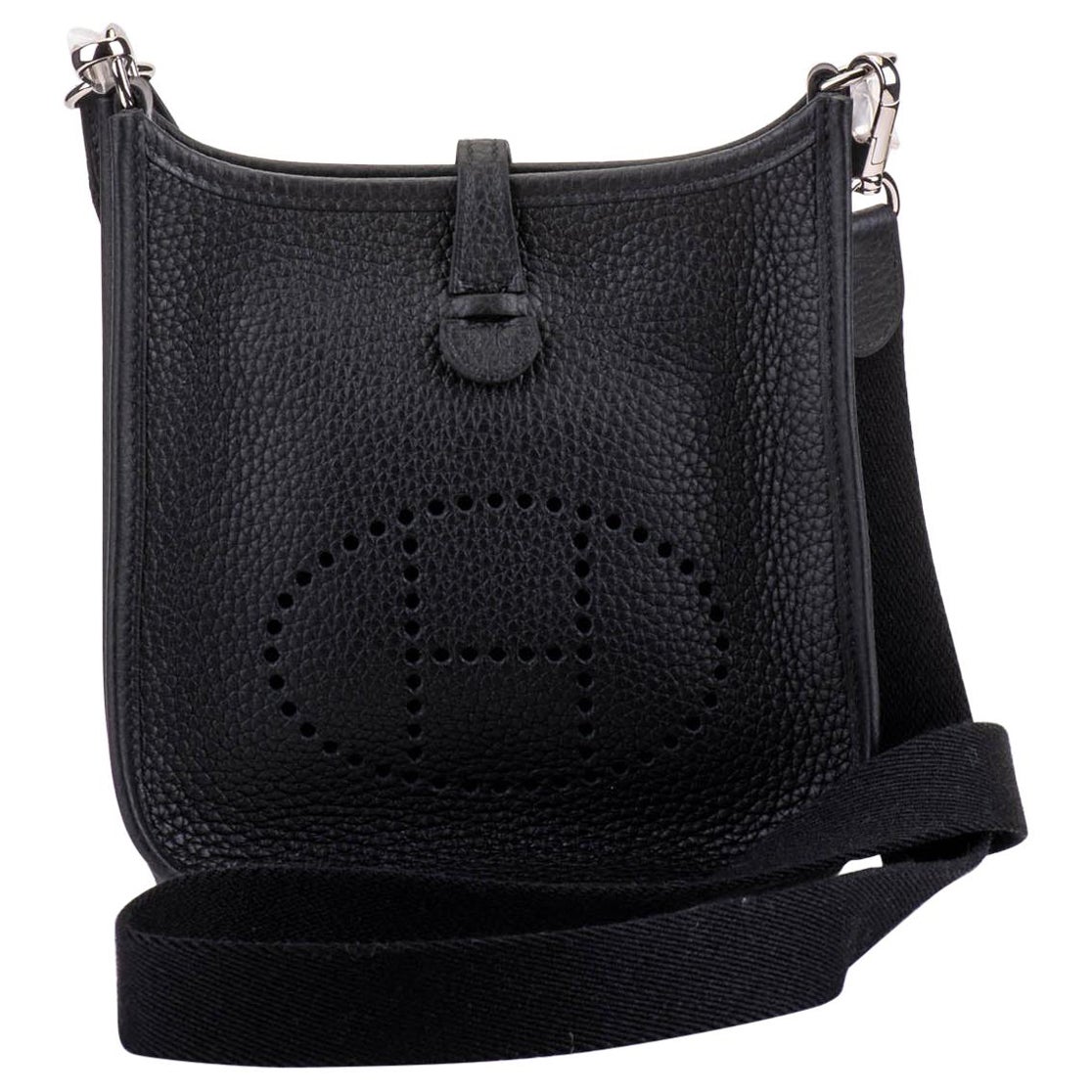 New in Box Hermes Mini Evelyne Black Palladium Crossbody Bag