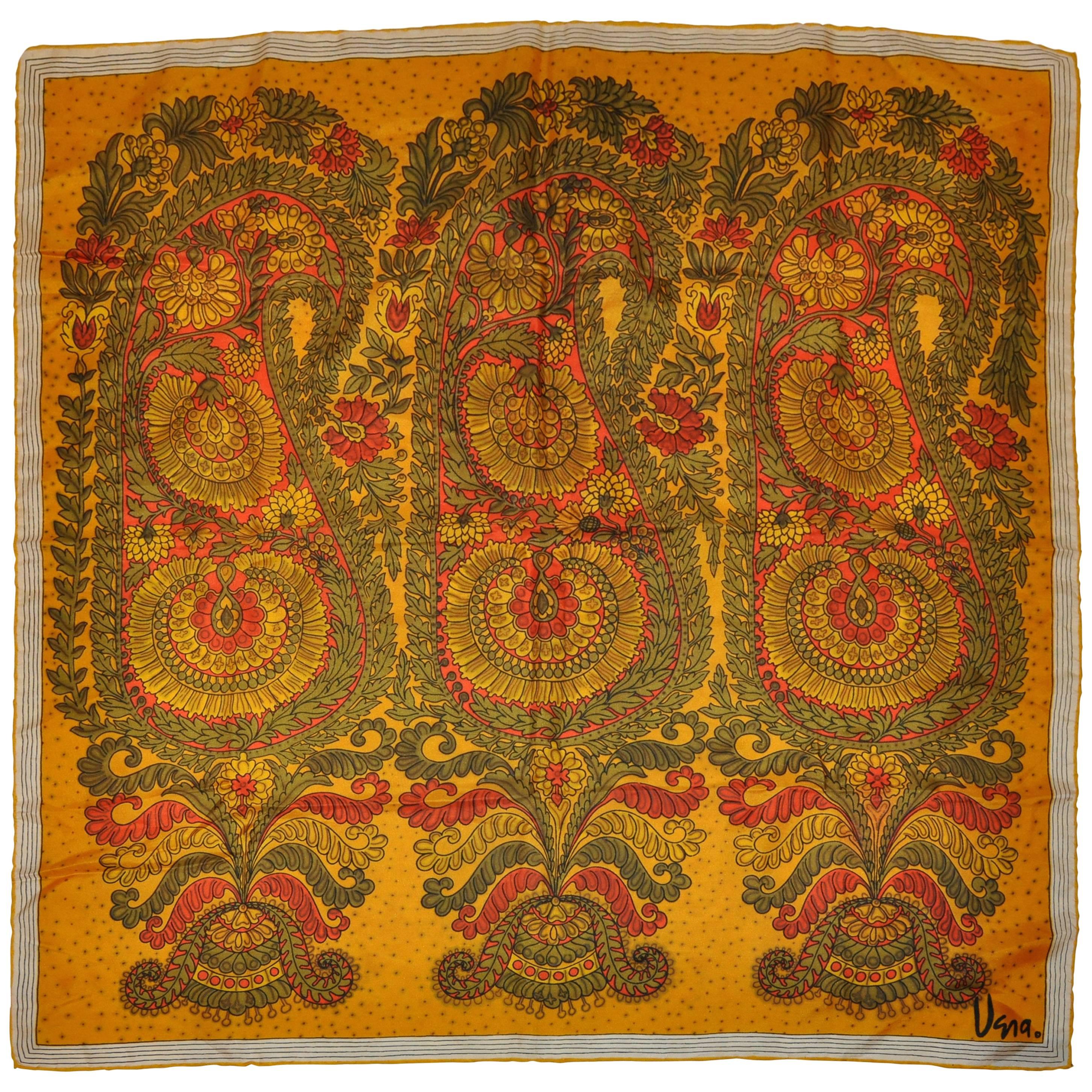 Vera - Écharpe en soie multicolore à motifs floraux audacieux « Collection Gold-Piece » en vente