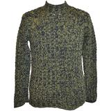 Hermès - Pull à col haut en laine mélangée vert et noir