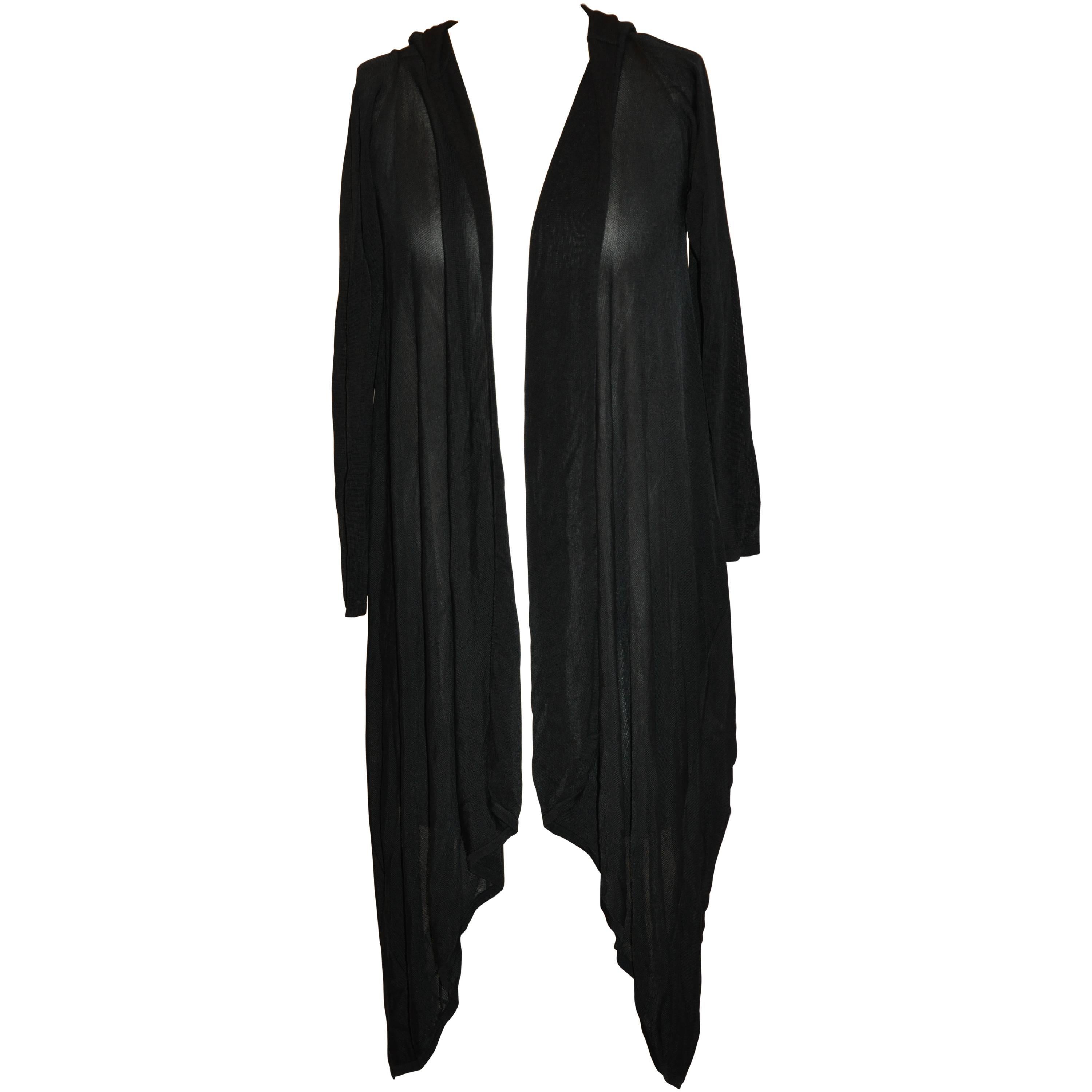 Herve Leger Black Jersey Asymmetric Draped Open Cardigan For Sale
