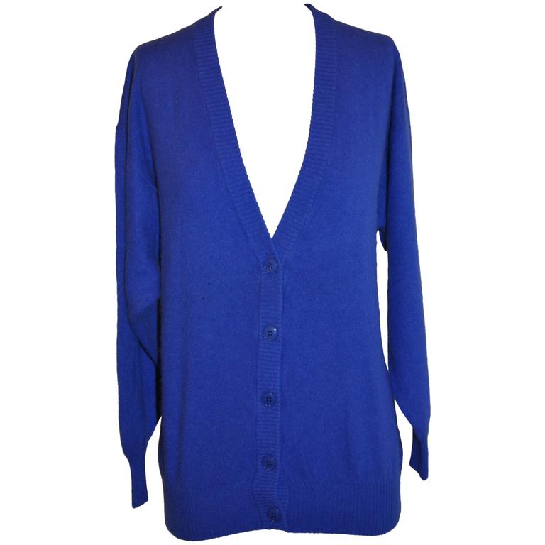 Charles Jourdan French Navy Button V-Neck Front Cardigan For Sale at ...