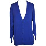 Charles Jourdan French Navy Button V-Neck Front Cardigan