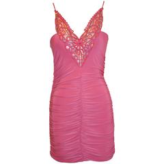 Vintage Moschino Soft Fuchsia With Sequin Body-Hugging Dress