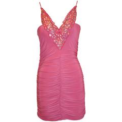 Moschino Vestido ajustado fucsia suave con lentejuelas