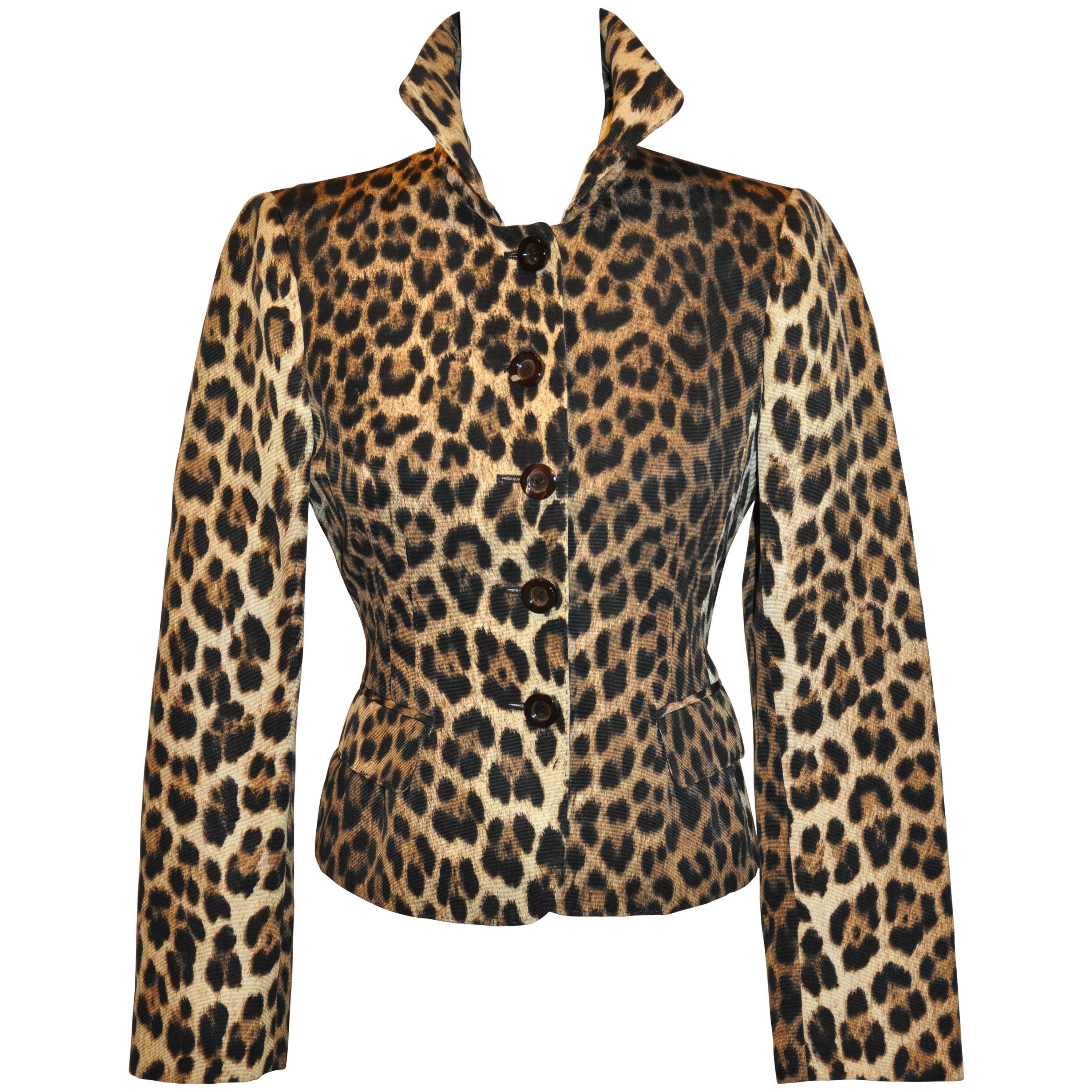 Moschino Leopard Print Fully Lined Jacket For Sale