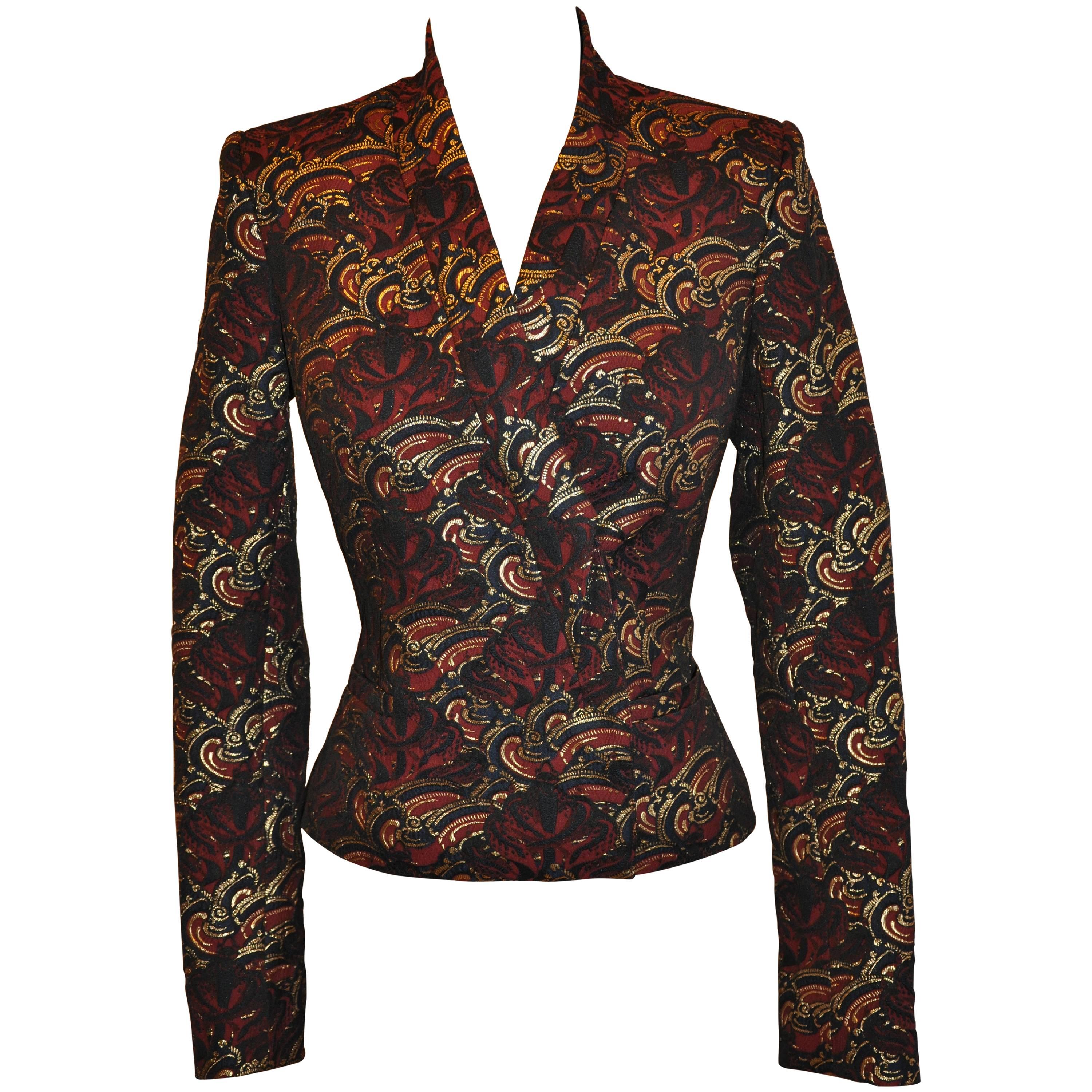 Kenzo Multi-Color Accented with Metallic Gold Evening Jacket 