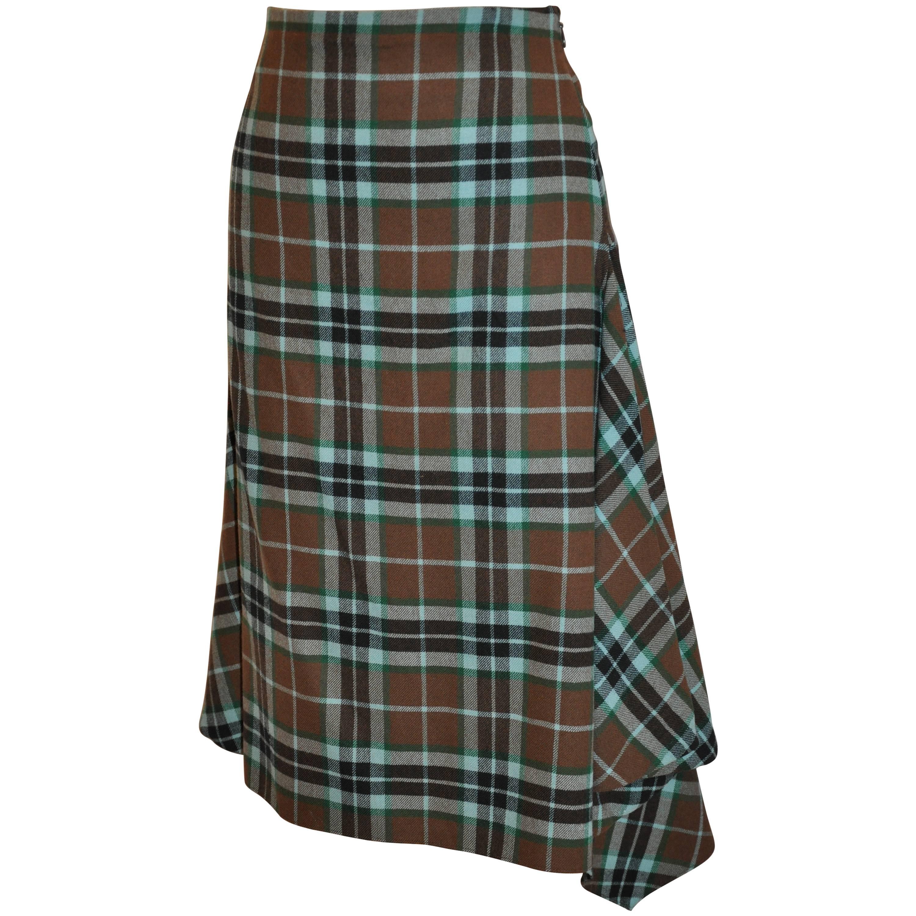 Givenchy Multi-Color Plaid Deconstructed Skirt For Sale