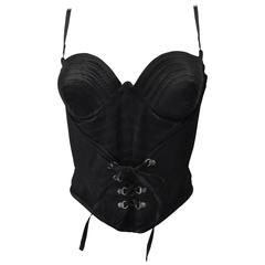 Iconic Gianni Versace Couture Boned Lace-Up Silk Bustier