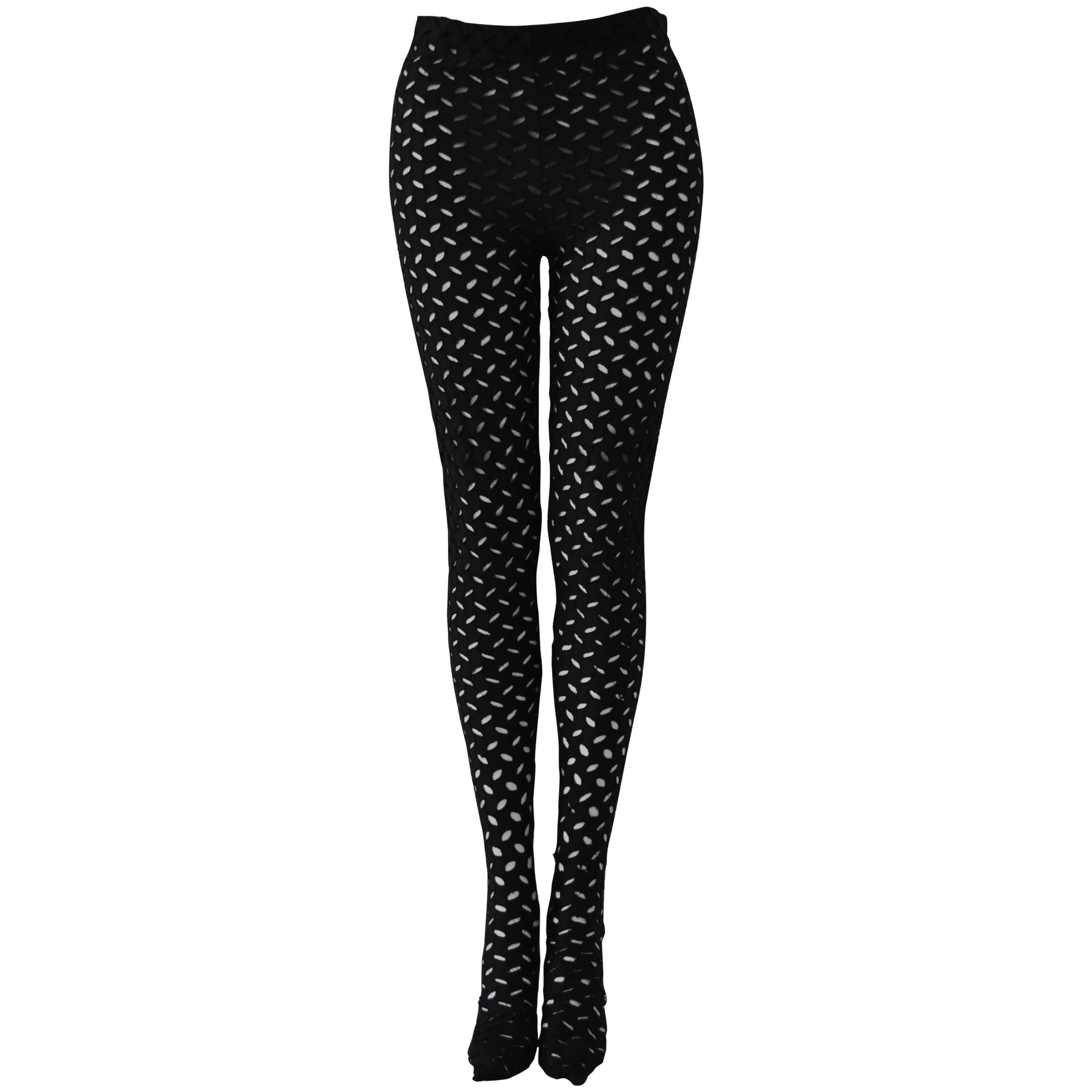 Iconic Gianni Versace Couture Punk Cut-Out Leggings For Sale