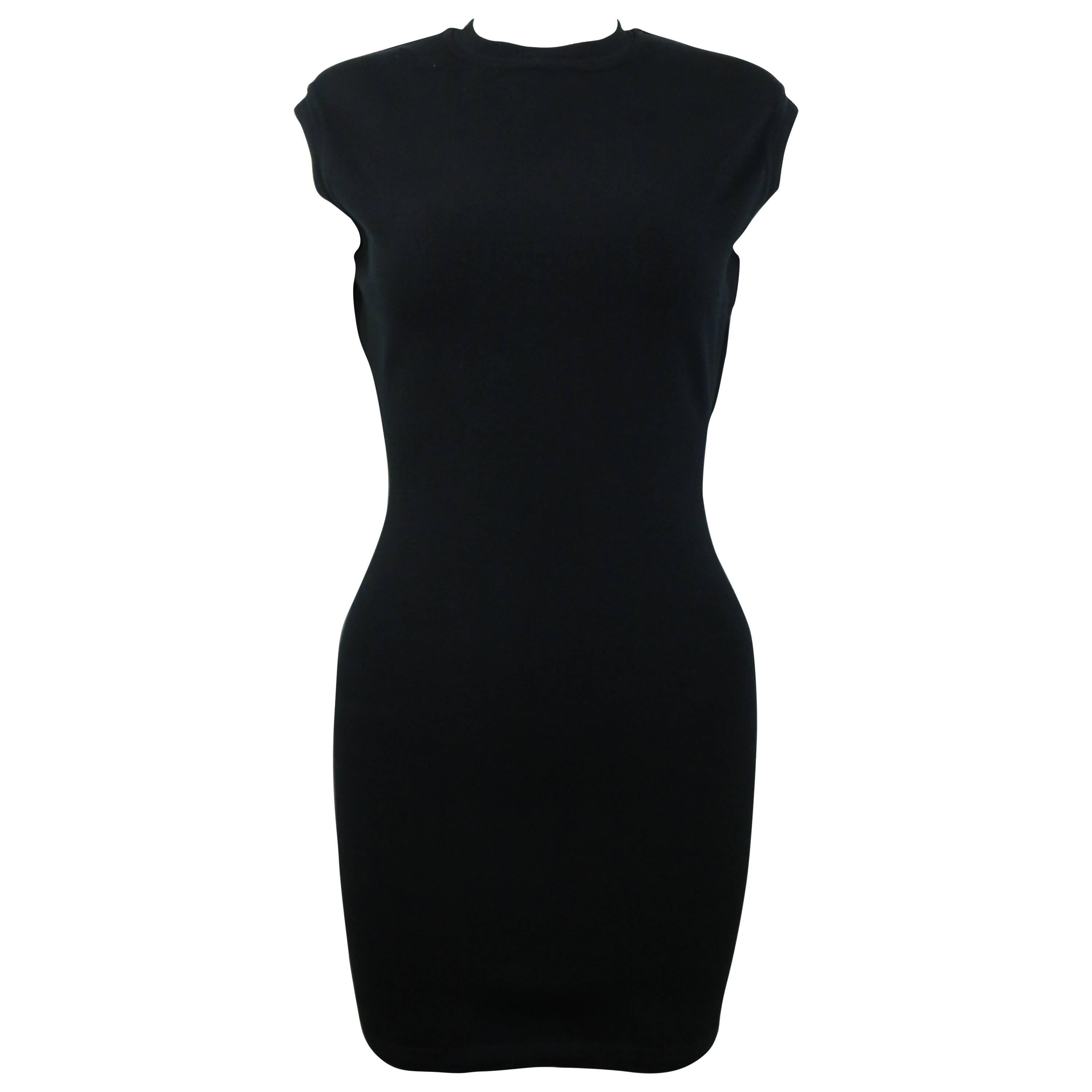 Azzedine Alaia - Mini abito senza maniche in jersey nero Body Conscious in vendita