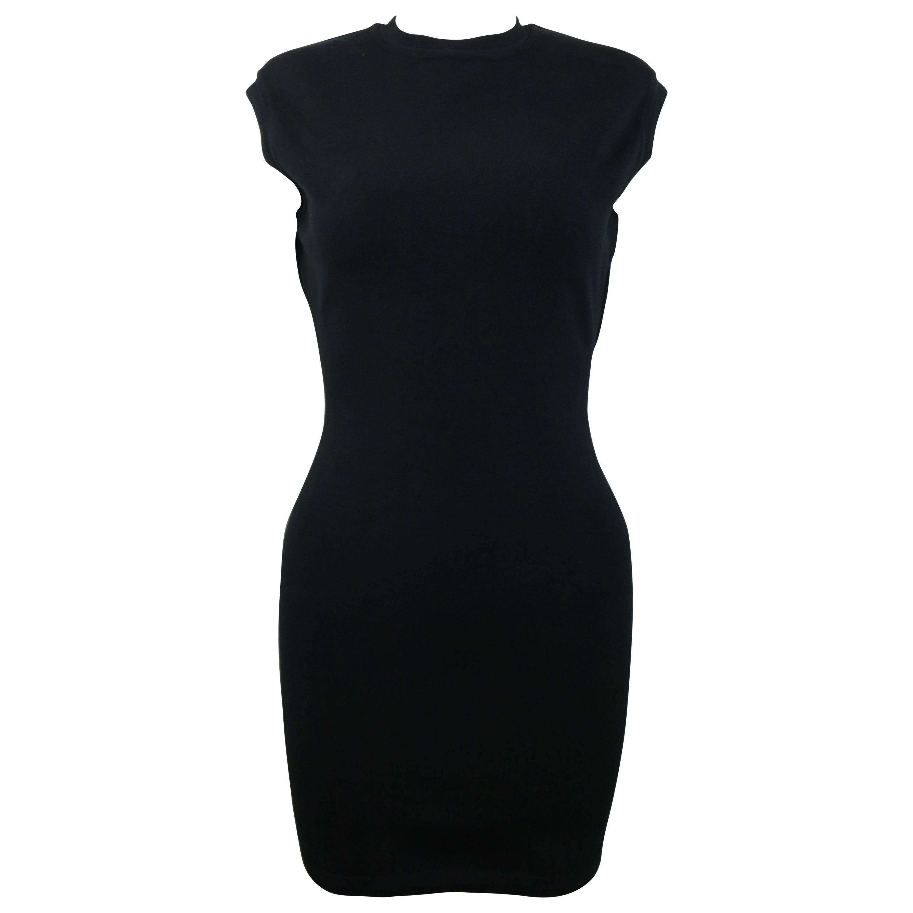 Azzedine Alaia Black Jersey Body Conscious Sleeveless Mini Dress  For Sale