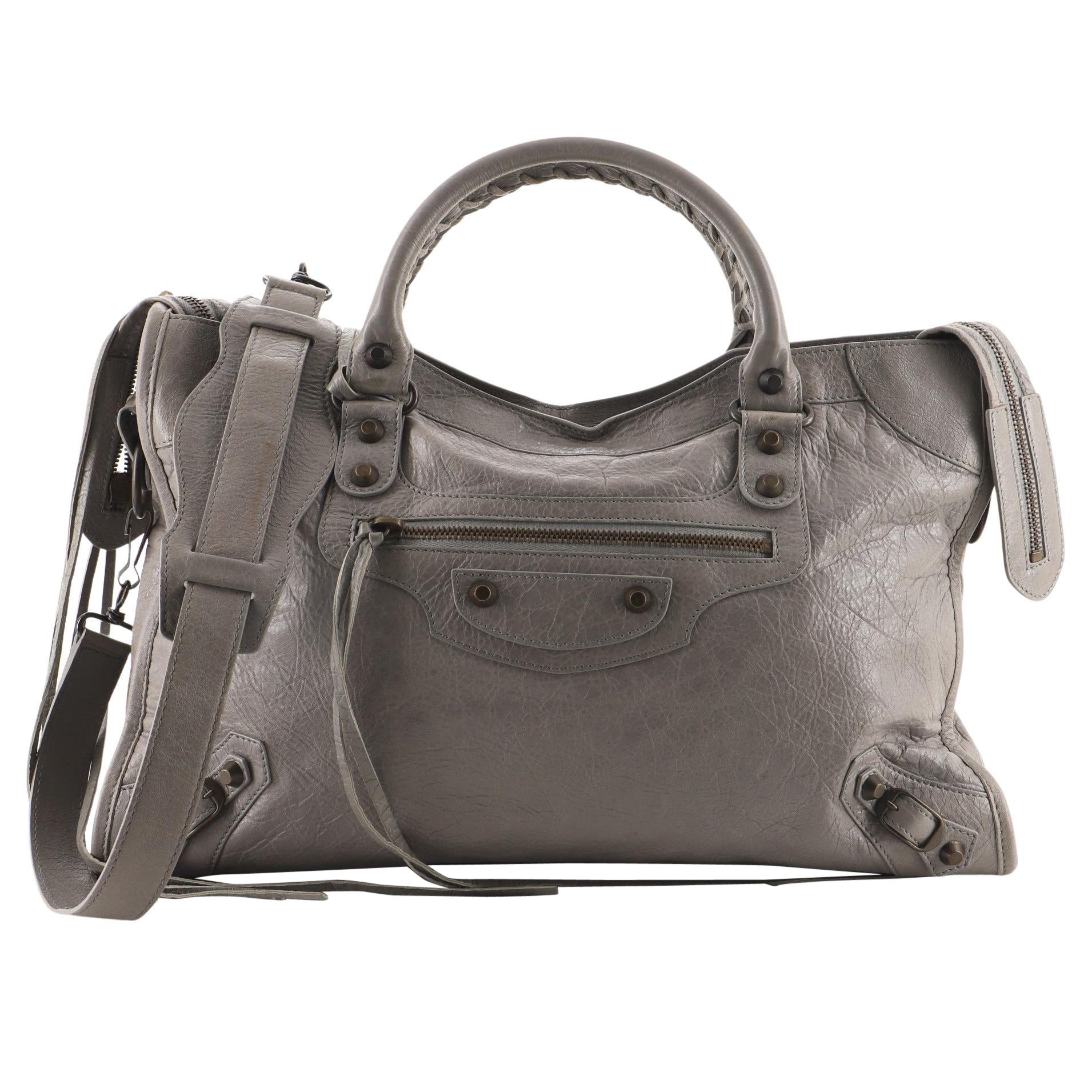 Balenciaga Light Grey Leather Mini Papier A4 Tote at 1stDibs