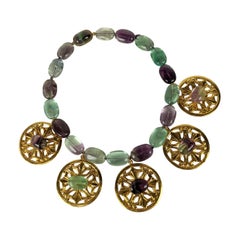 Yves Saint Laurent Fluorite and Gilt Bronze Necklace, Maison Goossens