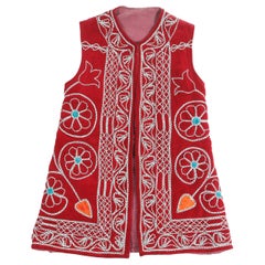 Gilet traditionnel turc vintage rouge de cérémonie