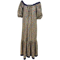 Vintage  Liberty of London Jag Argent cotton peasant dress 1970s