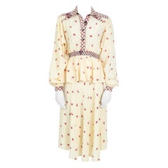 Marisa Martin Knightsbridge Used 1970s silk blouse and skirt ensemble 