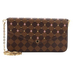 Louis Vuitton Felicie Pochette Flower Printed Studded Damier