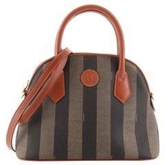 Fendi Vintage Dome Satchel Pequin Coated Canvas Medium