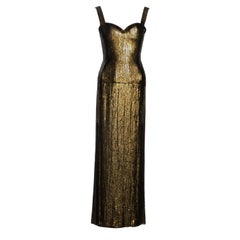 Azzedine Alaia Couture Metallic-Abendkleid mit goldenen Pailletten, H/W 1990