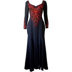 Murray Arbeid embellished fire evening dress, c. 1970s 1