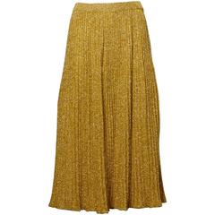 1970s Yves Saint Laurent Vintage Metallic Gold Knit Skirt
