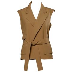 Saint Laurent Camel Wool Vest or Waistcoat with Matching Sash