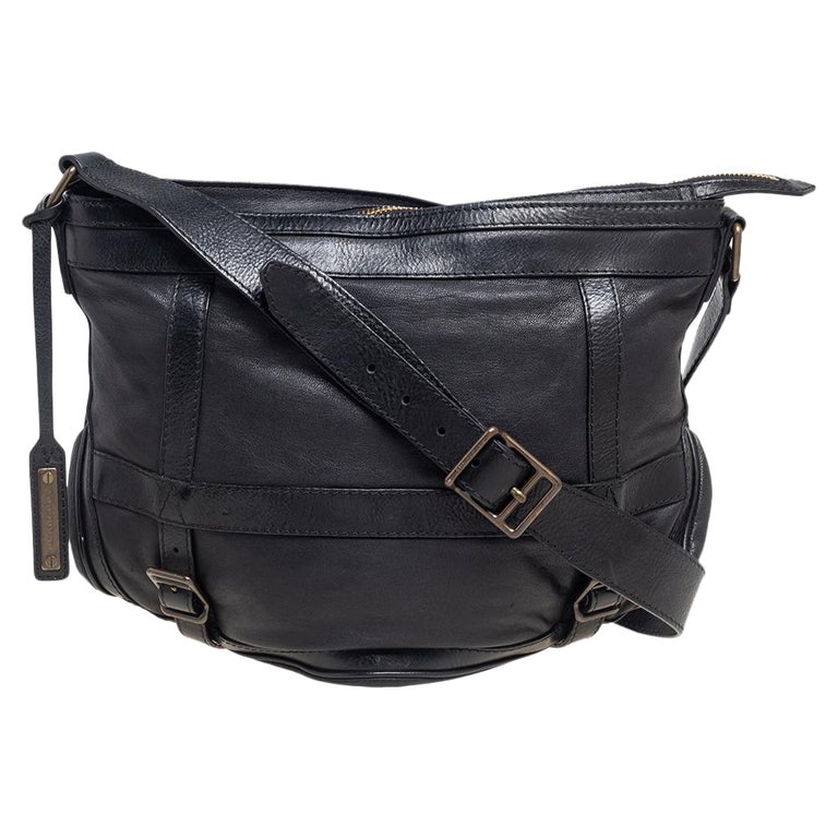Burberry Black Leather Buckle Messenger Bag at 1stDibs