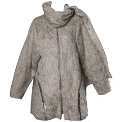 Claude Montana Vintage 1980s Mohair, Wool + Leather Oversized Cocoon Coat 